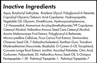 Inactive Ingredients (Nul Sunscreen Label 6 Inactive Ingredients)